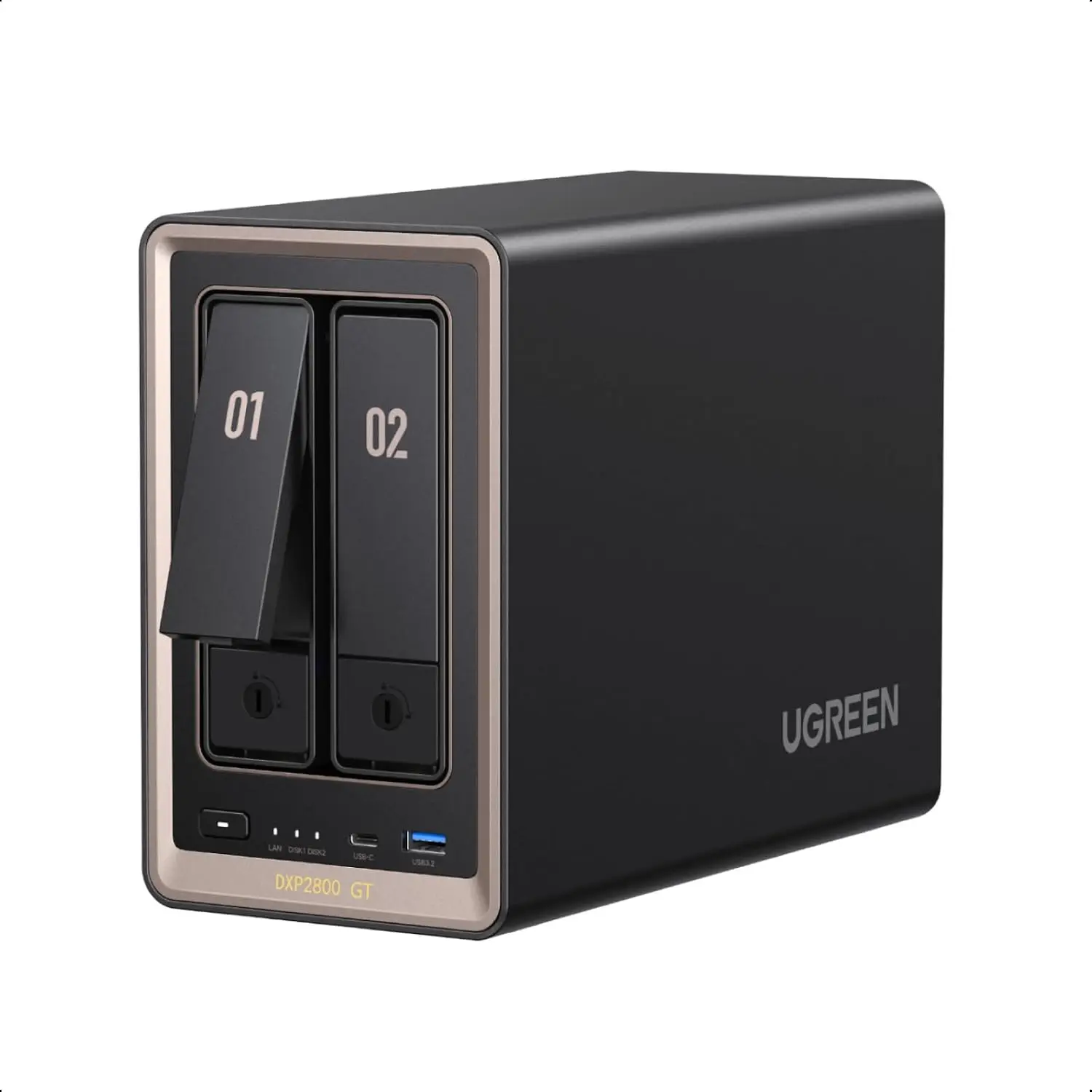 UGREEN DXP2800 GT NAS for Smart Home Enthusiasts, Creators & Freelancers 10GbE，Docker & VM, 8GB DDR4, U.2 SSD Support (Diskless)