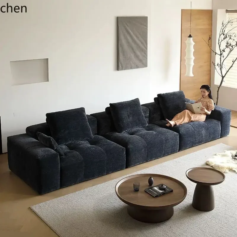 TQH-c13  Pixel Cotton Linen Black Fabric Sofa Italian Minimalist Modular Combination Modern Living Room Corner Sofa