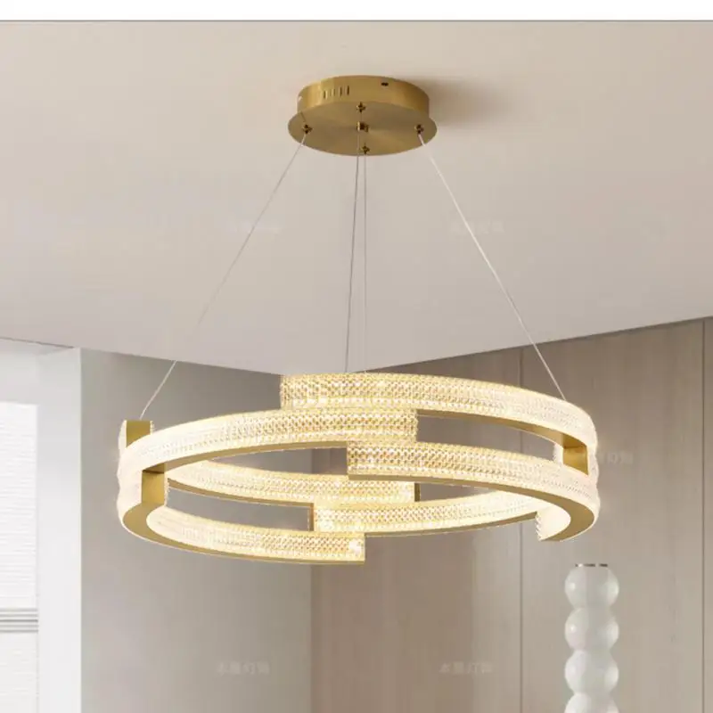 

Gold Luxury dressing Room led pendant light wedding deco led Lamparas De Techo Restaurant Bedroom Round led Ring home Lighting