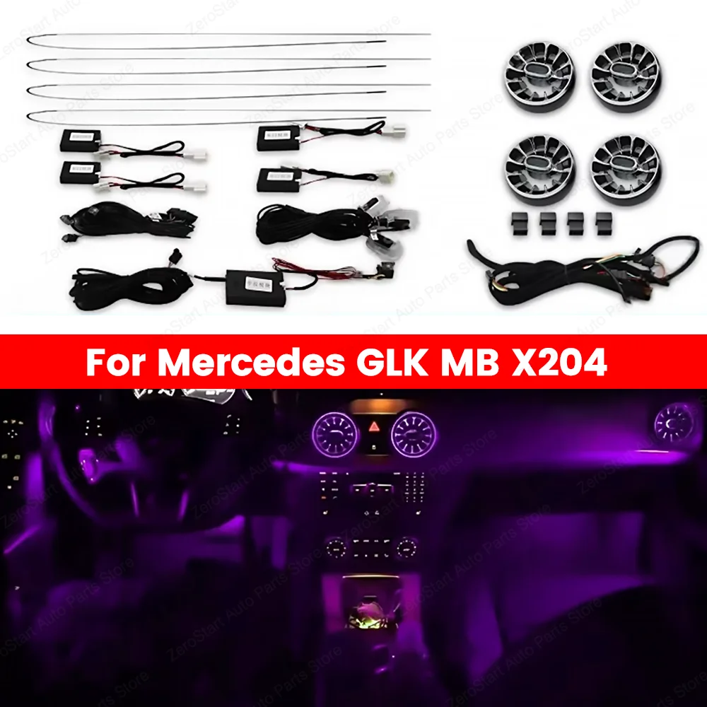 

64 Colours Ambient Lights For Mercedes-Benz GLK MB X204 2008-2015 LED Car Dashboard Front Air Vents Turbine Nozzle Decorate Lamp