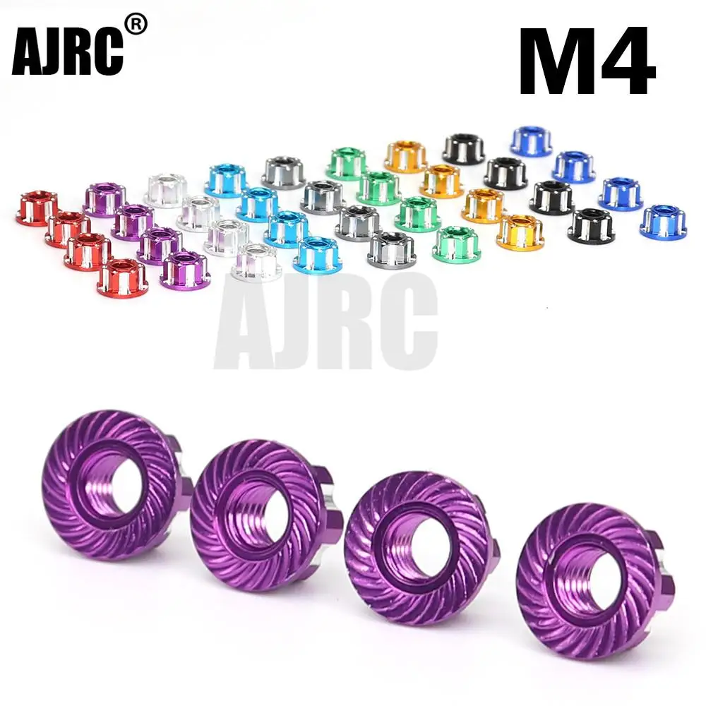 4/10p Cnc Aluminium Legierung Flansch Kontermutter M4 Mehrfarbig Für 1/10 1/14 Fernbedienung Lkw Crawler Drift Trx4 Scx10 Scania Univer – Detail 3