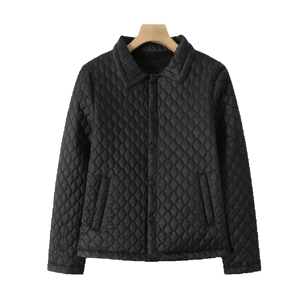 Embroidered Diamond Lattice Cotton-padded Jacket Women's Autumn And Winter New Light And Fashionable Young Western-Style Coat .