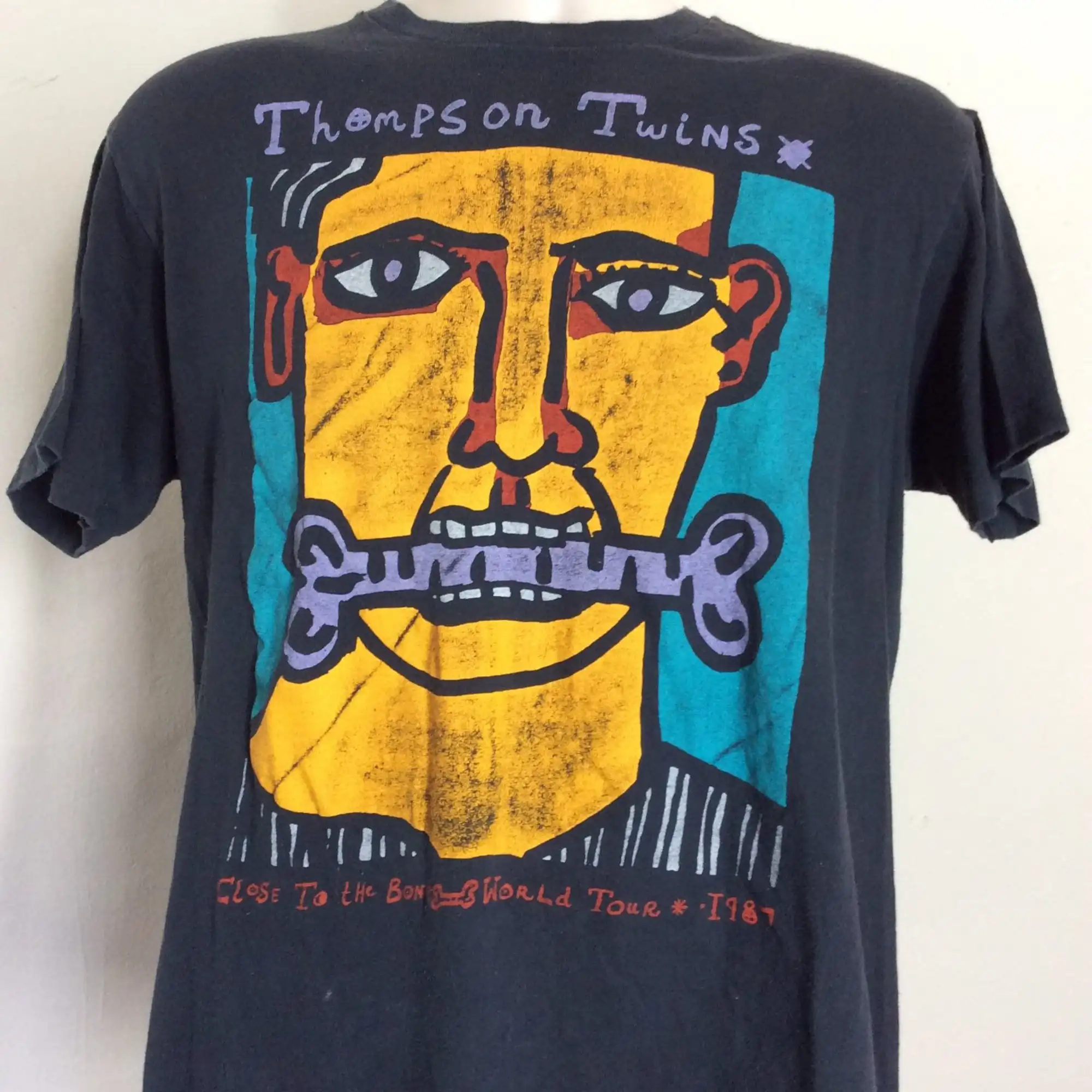 Vtg 1987 Thompson Twins Concert TShirt Black M/L 80s New Wave Synthpop Pop Band