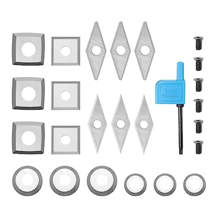 

18pcs Tungsten Carbide Cutters Inserts Set SainSmart Wood Lathe Turning Tool Replacement Cutter Accessories 11mm Square 11mm Sq
