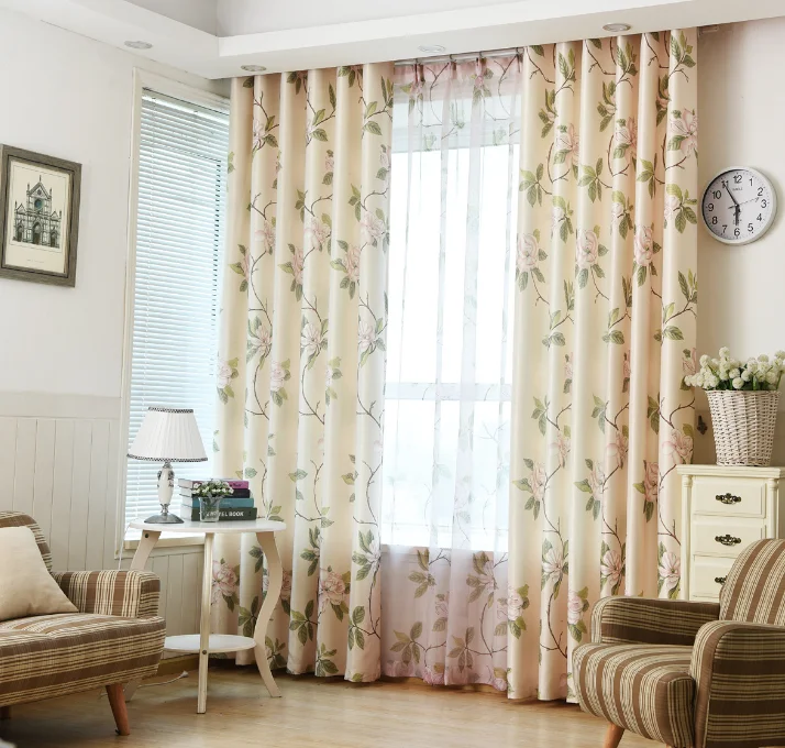

American High-end Pastoral Large Flower Blackout Curtains Living Room Bedroom Curtains