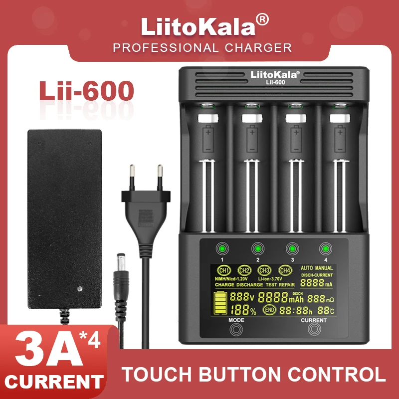 Liitokala Lii-500 Lii-PD4 Lii-500S Lii-600 LCD 3.7V 18650 18350 18500 21700 20700  14500 26650 AA NiMH lithium-battery Charger