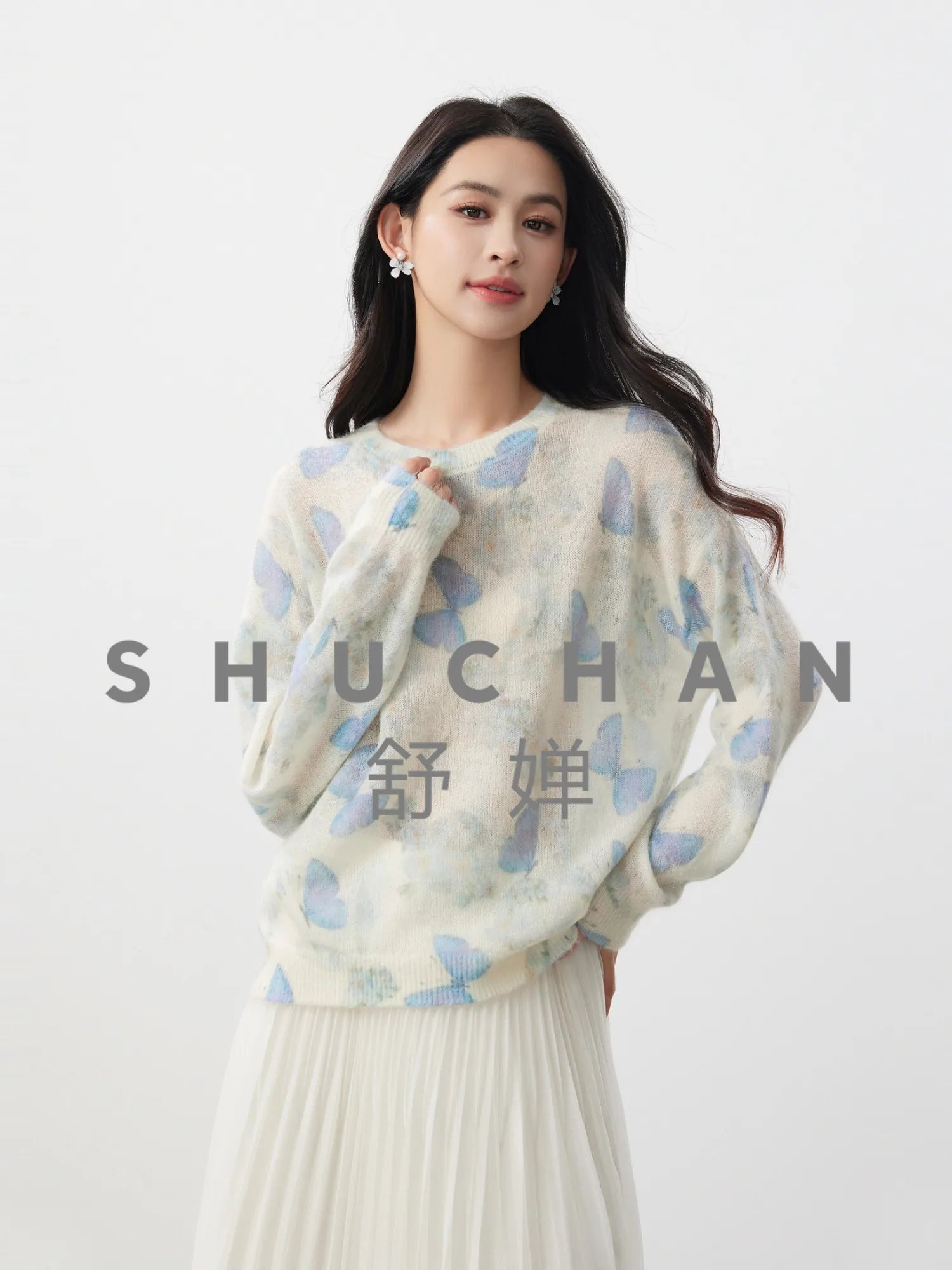 

Пуловер с романтичным узором «Мраморный принт», вязаный свитер из облачной шерсти альпака, женские 26 новых моделей