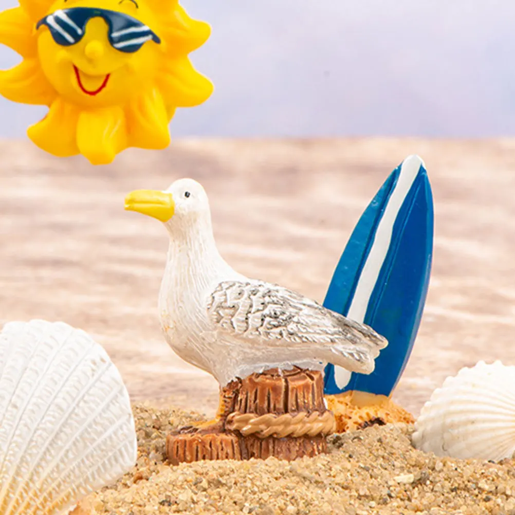 

6 Pcs Duck Mini Seagull Statue Coastal Animal Figurines Resin Garden Decoration