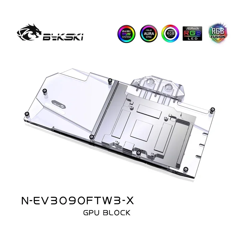 Bykski 3090 3080 gpu bloco de água para evga rtx3090 3080 ftw3 ultra placa gráfica do jogo, vga cooler 5v/12v m/b sync, N-EV3090FTW3-X