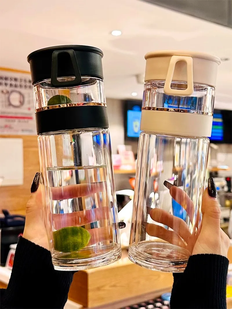 二重層ガラス茶醸造カップ大容量男性女性ポータブル飲料茶水分離エレガントなデザインプレミアム品質