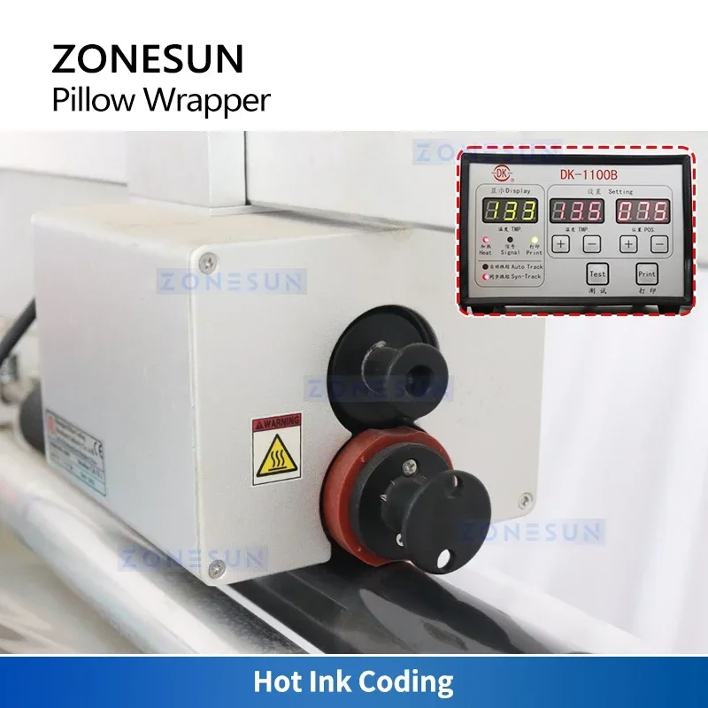 ZONESUN Pengemasan Bantal Otomatis Mesin Pembungkus Aliran Horisontal Mesin Produksi Pengepakan Kantong ZS-ZB370S