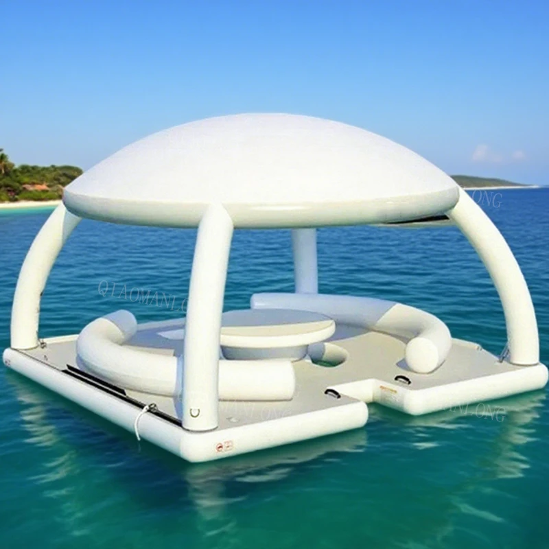 Floating Swimming Pool Pvc Inflatable Platform Dock Water Play Equipment Drop Stitch Jetski Roll up Air Dock Platform for Yachts