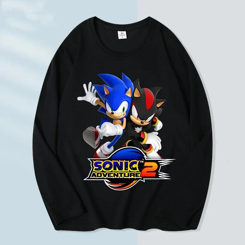 Sonics Cotton Adult T-shirt Boy Girl Casual Loose Anime Print Long Sleeves Top Women Men Spring  Autumn Trendy Cool Clothes Gift