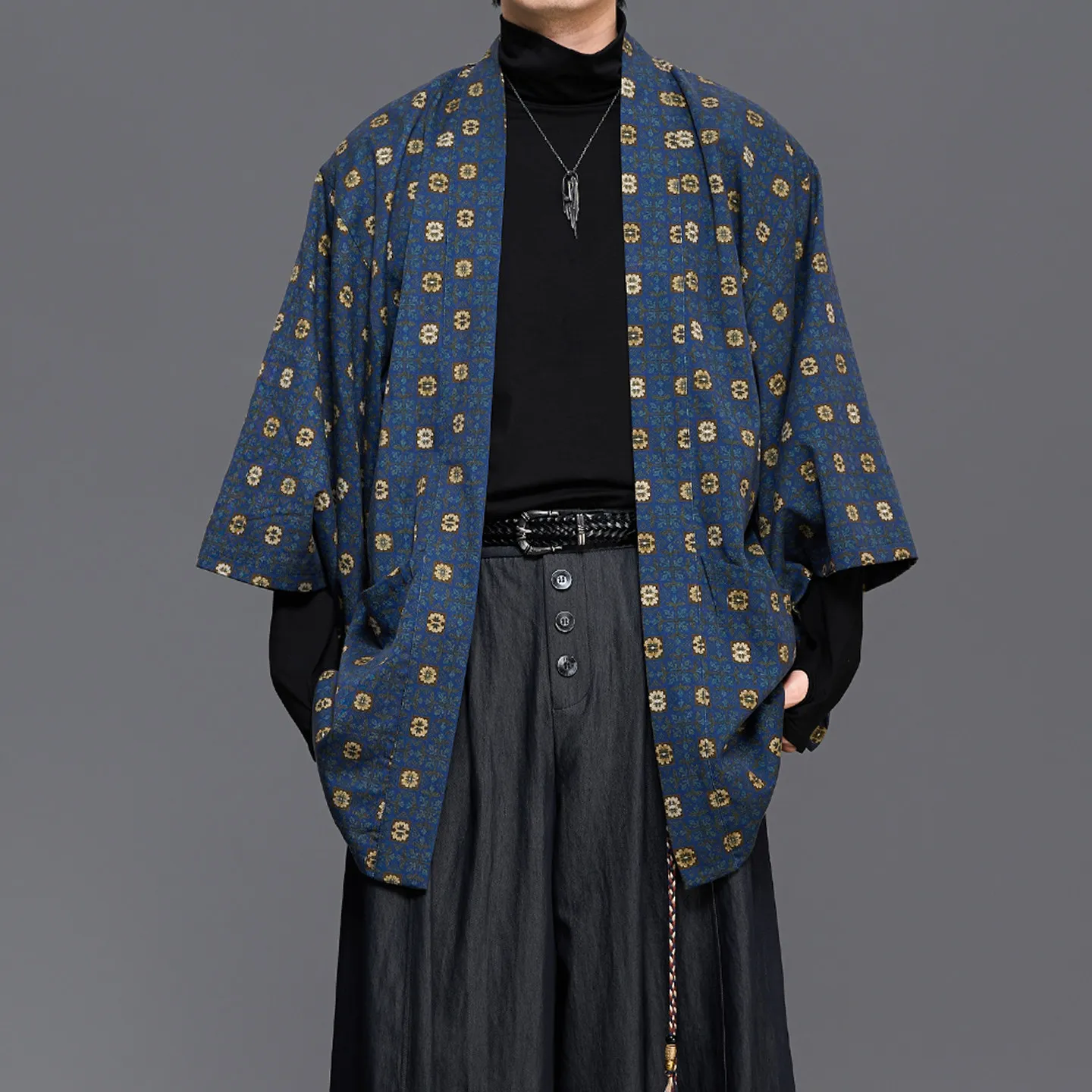 Fall 2026 Designer Cut Royal Blue Royal Pattern Robe Cardigan Boys and Girls Retro New Chinese Style Coat