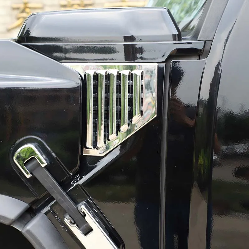 ABS Chrome Side Ventilation Cover Accessories Hood Intake Baffle Molding Decorative Car Accessories For Hummer H2 2003-2009