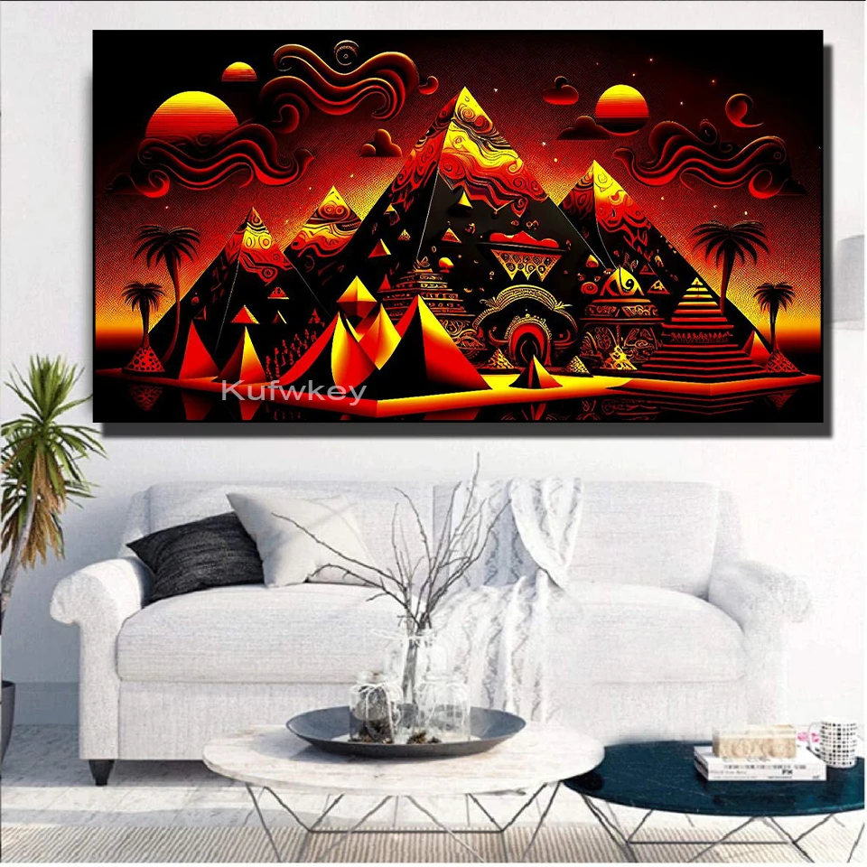 Large Egyptian Symbol Pyramid Diamond Painting New 2023 5d DIY Full Diamond Mosaic Crystal Embroidery Landscape Home Decoration