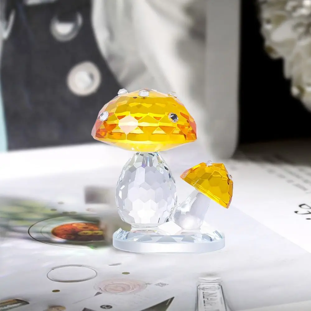 Z diamentową kropką kryształowa statuetka grzyba kreskówka rękodzieło kryształowy podwójny grzyb Model 3D symulacja ozdoby roślinne