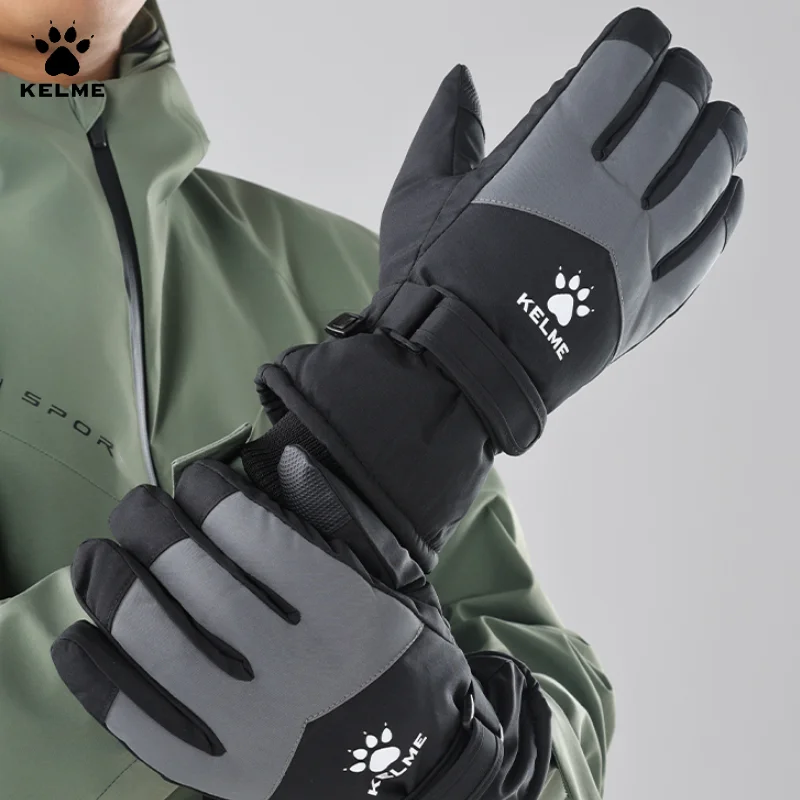 

Мужские лыжные перчатки KELME, зимние теплые перчатки для езды на велосипеде с бархатной подкладкой, ветрозащитные и морозостойкие перчатки для бега на открытом воздухе, с сенсорным экраном