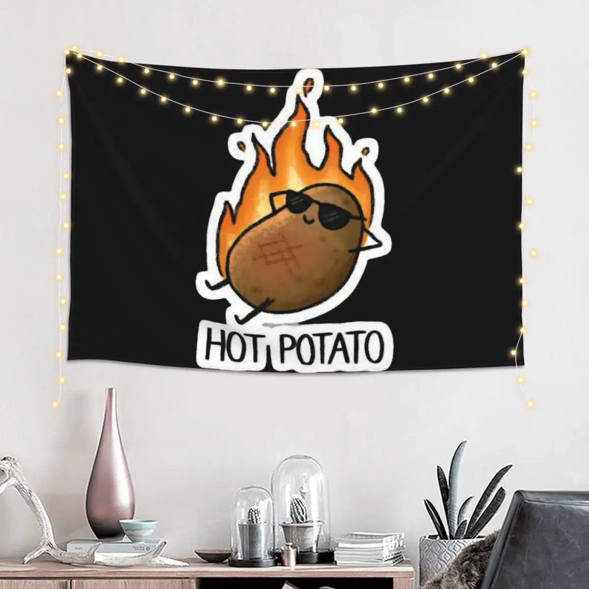 Fisher Potato Tapestry Funny Wall Hanging Aesthetic Home Decor Tapestries for Living Room Bedroom Dorm Room