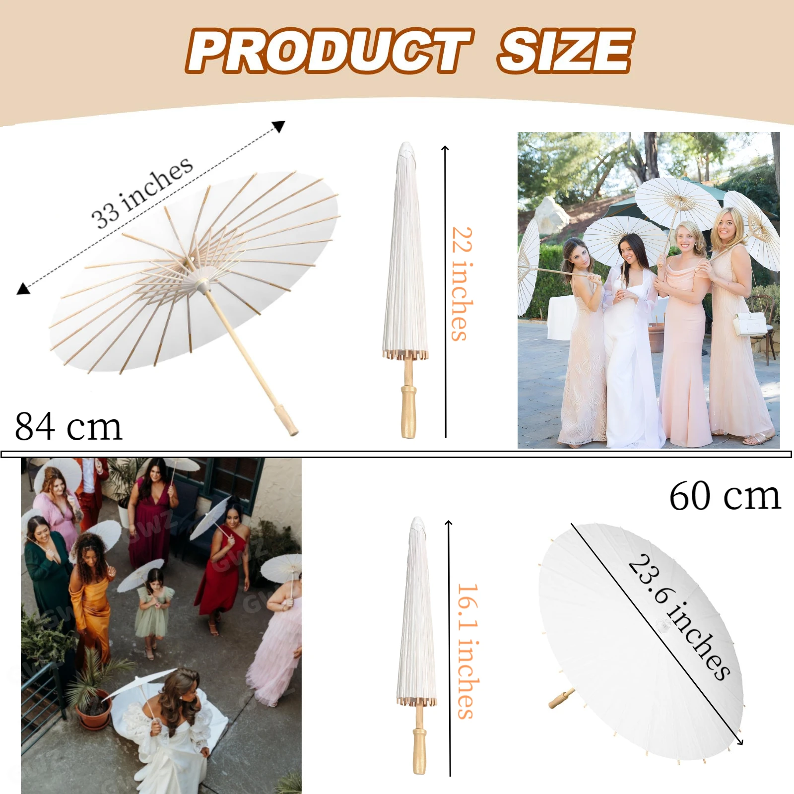 6-30PCS Paper Parasols 60/80cm Bamboo Umbrellas Wedding Paper Umbrellas Party Favors for Bridal Shower Centerpieces Photo Props