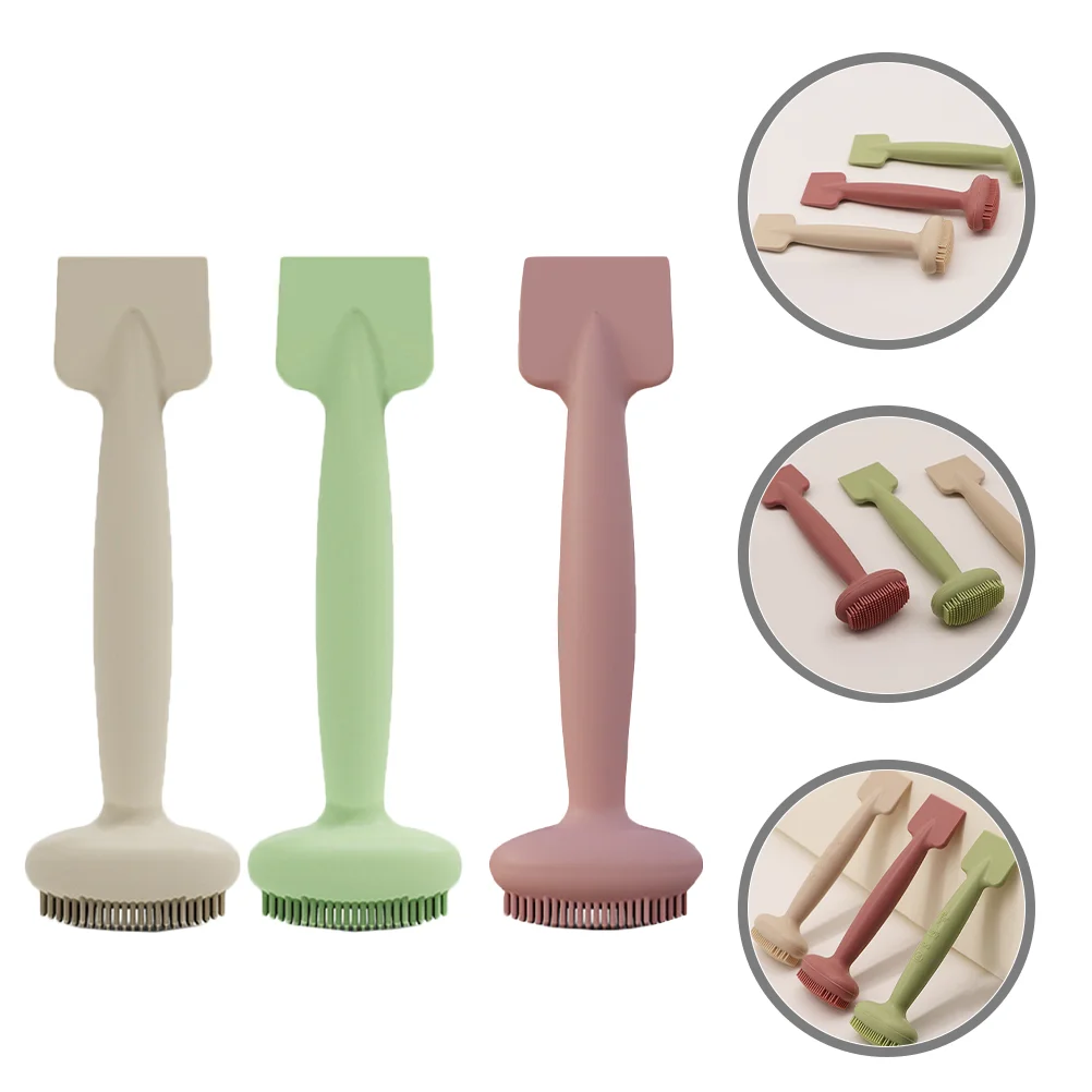 3 Pcs Facial Mask Silicone Double Ended Cleansing Brush Set Tea Green Tea Spatula Professional Mud Applicators