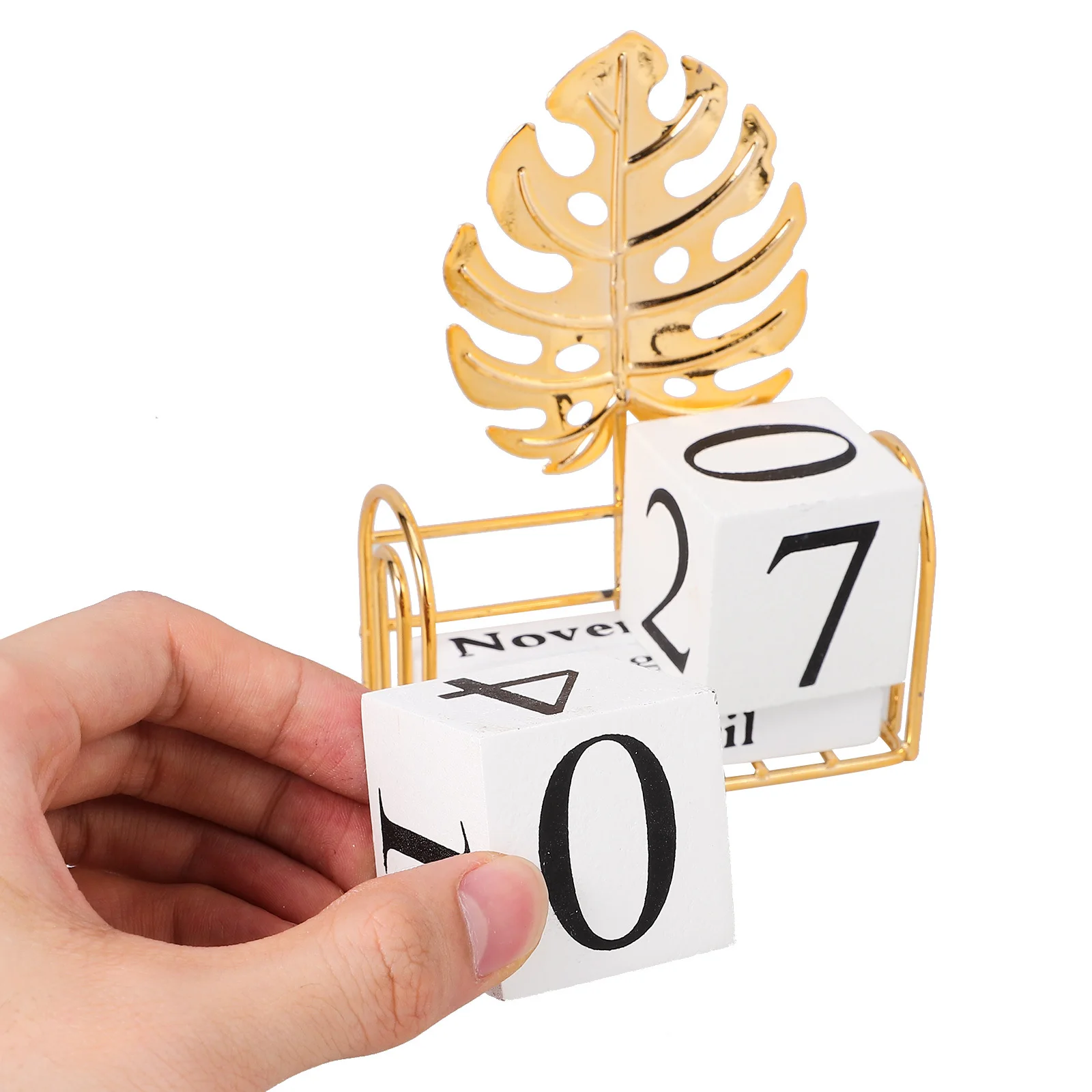 

1Set Wooden Block Calendar Stylish Non-Printed Year Decorative Desk Calendar for Household Office Table Decoration Modern