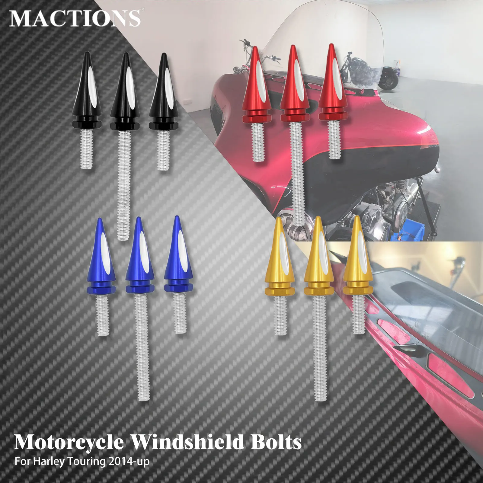 

Motorcycle Windshield Trim Bolts 3PC Windscreen Connector Screws For Harley Touring Street Electra Glide FLHTK FLHXSE Tri 14-Up