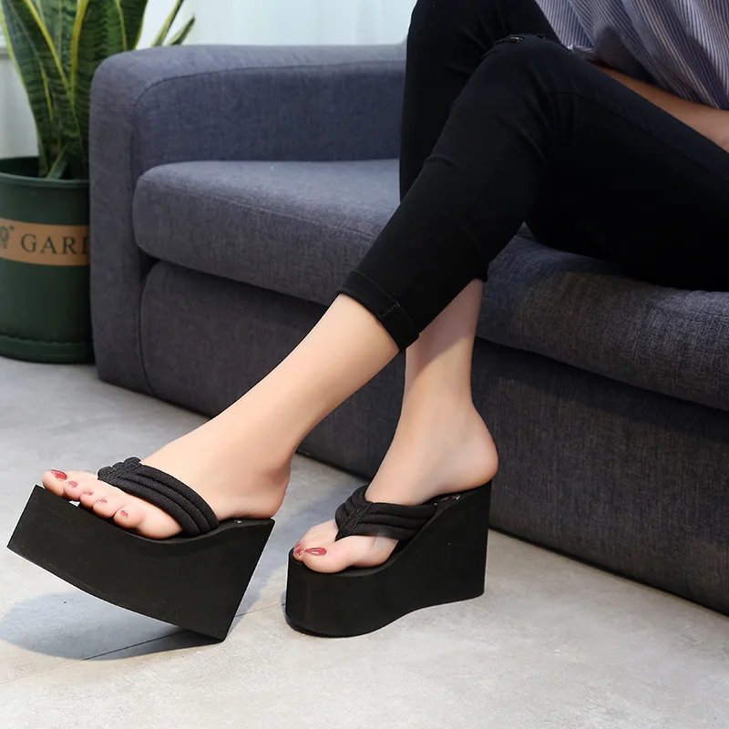 Women Beach Flip Flops Soft EVA Slippers Summer Platform Shoes Woman Super High Heels Female Fashion Slides Wedges Sandals image 6