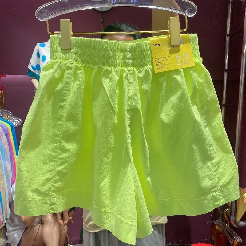 

Summer New Elastic Waist Patchwork Shorts Solid Color Loose Plus Size Wide Leg Pants Trend Casual Korean Women Clothing