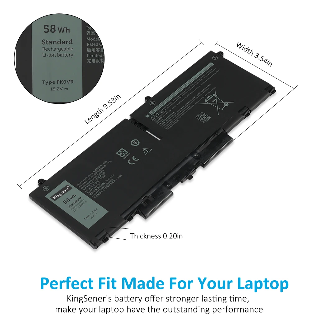 Imagem -04 - Kingsener-fk0vr Bateria do Portátil Dell Latitude 5330 5430 7330 7430 7530 para Dell Precision 3570 P133g P135g 293f1 01vx5 404t8