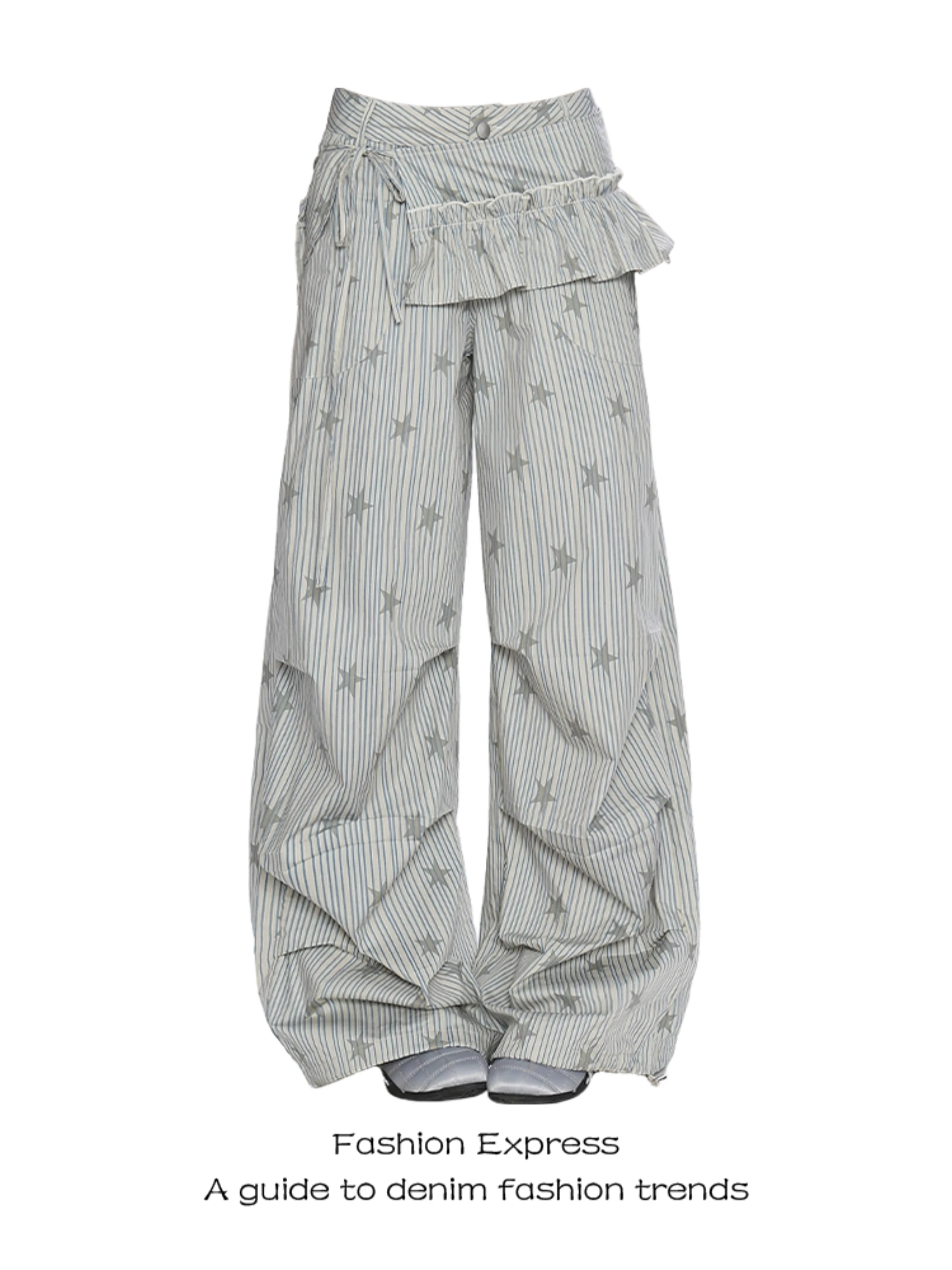 

Женские летние тонкие брюки в стиле ретро с широкими штанинами, американские брюки с полосками и звездным принтом, повседневные, с высокой талией, прямые, свободного кроя