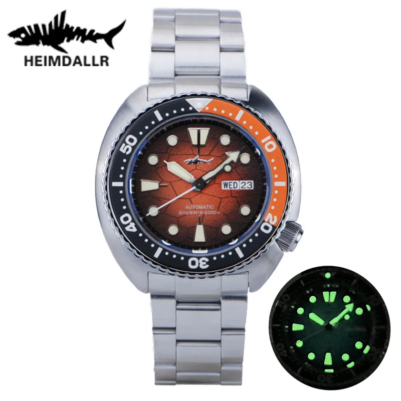 

Heimdallr Men's Watch 44mm Orange Gradient Dial Sapphire NH36 Automatic Movement Turtle Abalone Mechanical Watch 20Bar Lume