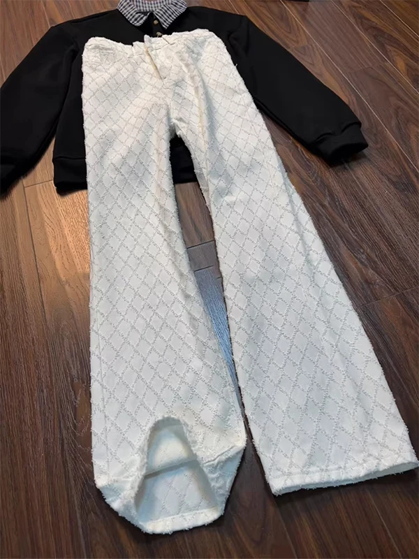 

Trendy Embroidered Denim Jeans Men's Women's Spring Autumn Straight Leg Wide Leg Floor-Length Pants Casual Sle