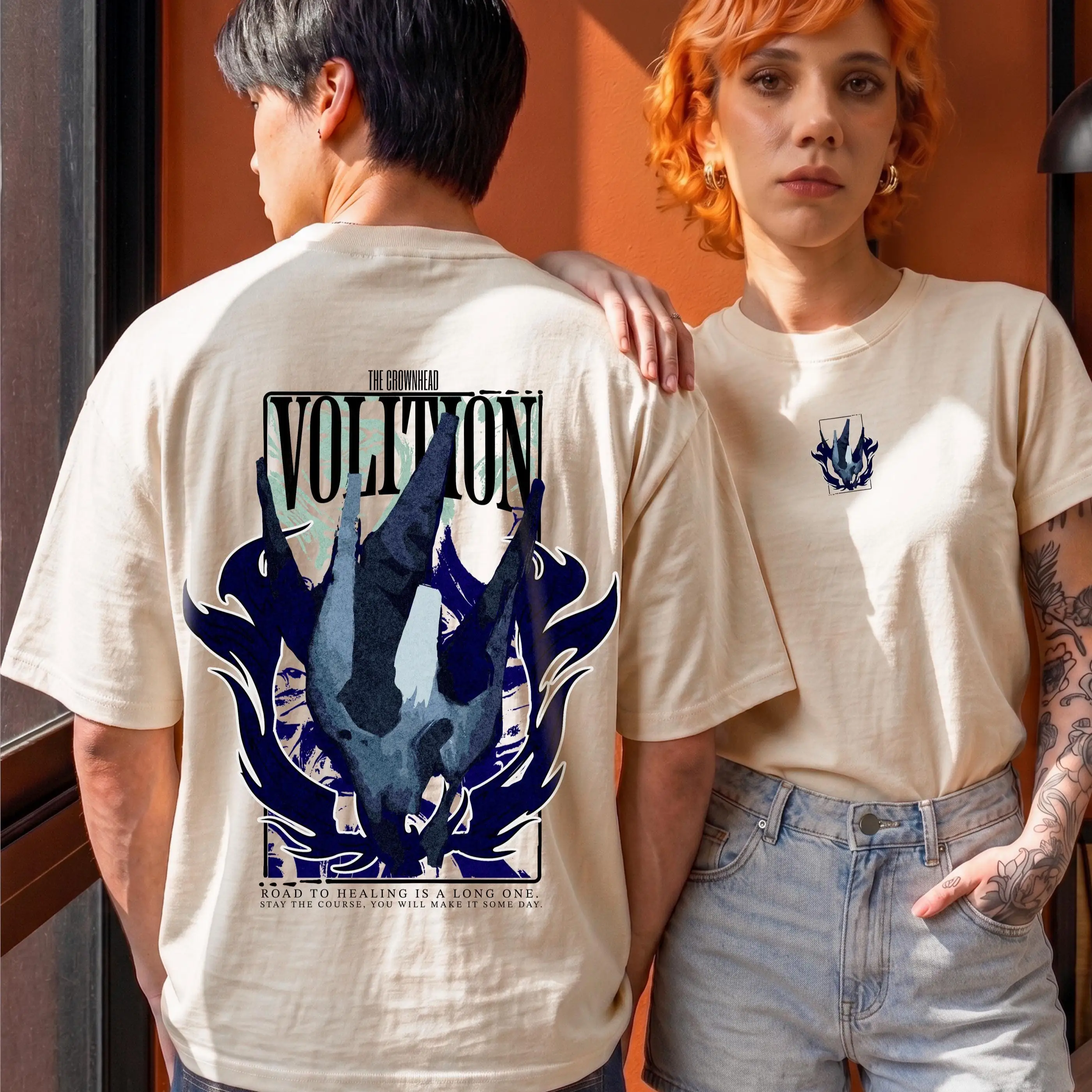 Disco Elysium Volition T-Shirt Road To Healing Is A Long One Two Sided Unisex Tee Men Women T Shirt High-quality Trendy Clothing
