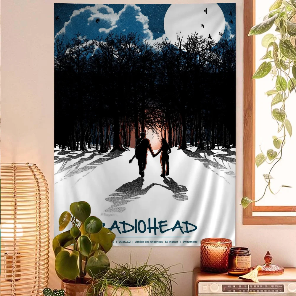 

Rock Band Radiohead Cartoon Tapestry Home Decoration Hippie Bohemian Decoration Divination Home Decor