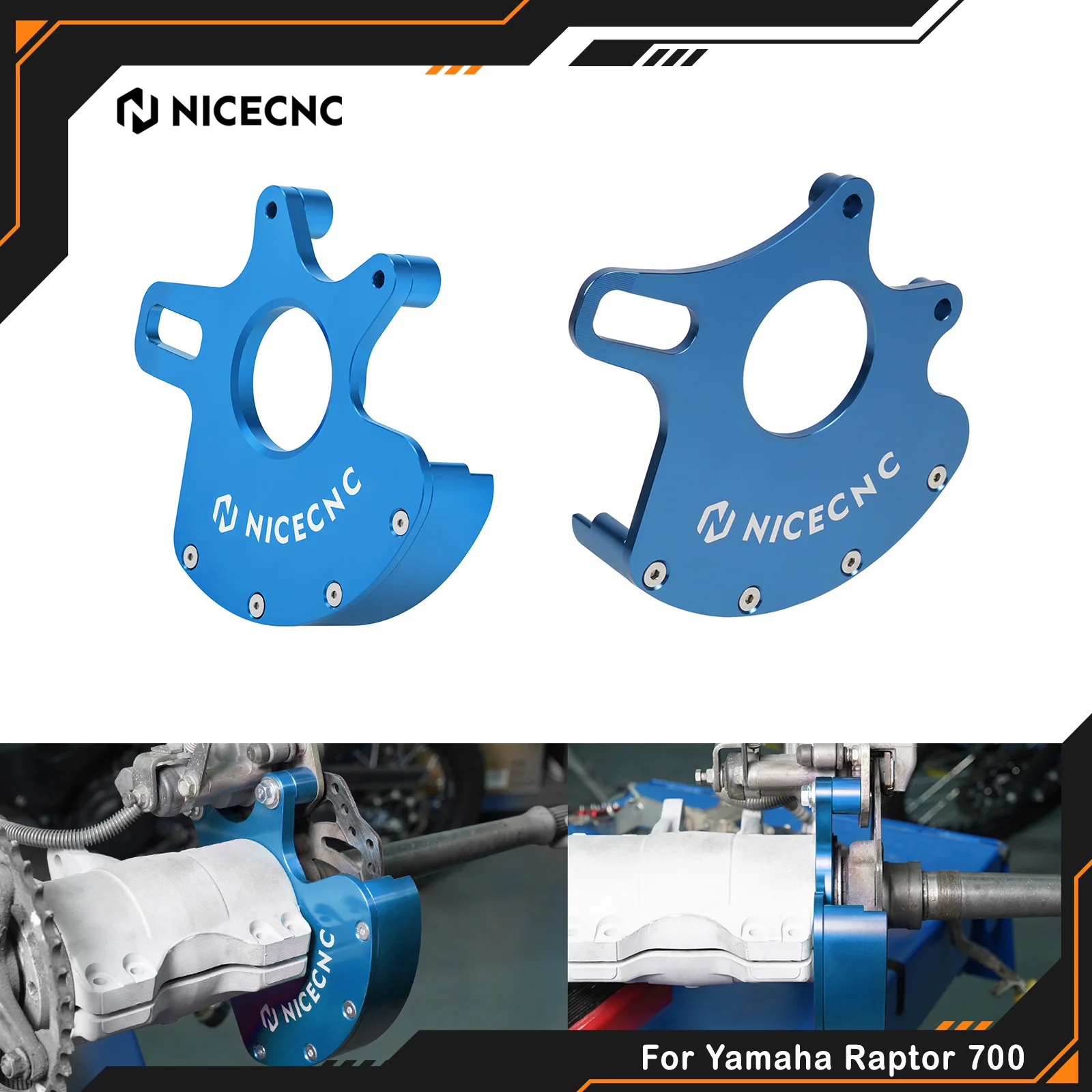 NICECNC For Yamaha Raptor 700 2006-2012 2013-2024 Brake Caliper Bracket Replaces 1S3-25721-01-00 1PE-25721-00-00 Aluminum ATV