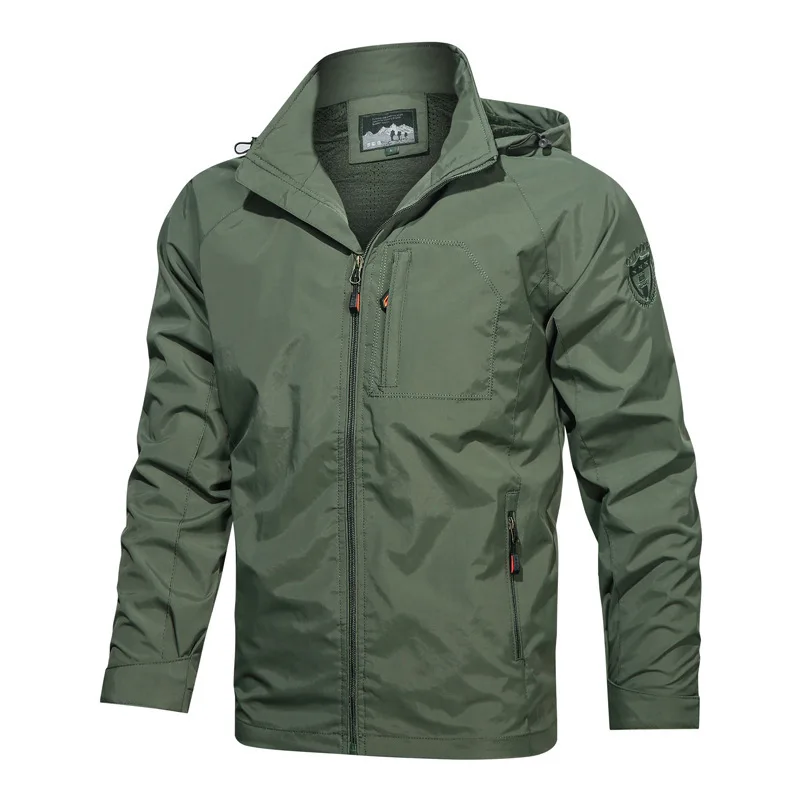 

2024 hooded men's jacket hiking jacket outdoor camping spring new product waterproof and breathable casual top