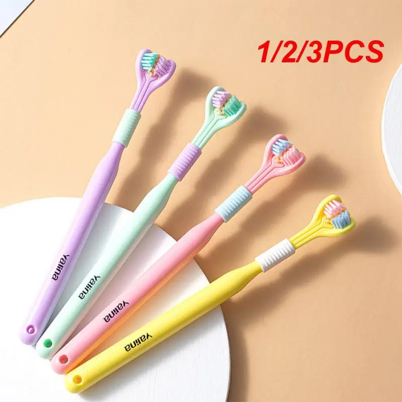 1/2/3PCS Oral Care Adult Teeth Brushes 4 Colors Three Sided Toothbrush Oral Care Soft Bristle Toothbrush