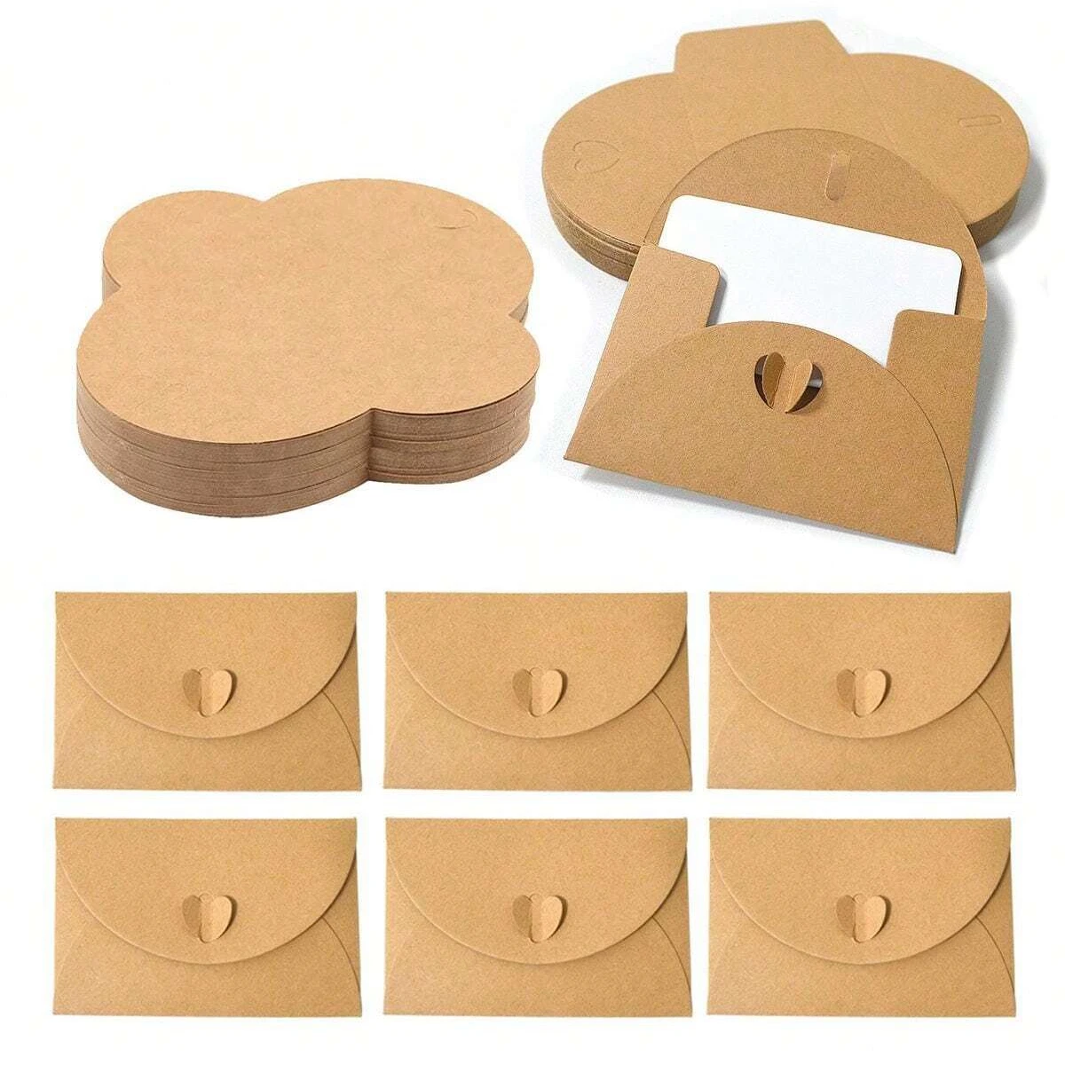 10 unidades de mini envelopes em formato de coração, envelopes de papel kraft vintage, para casamento, festa de aniversário, convite, decoração, sacos de embalagem