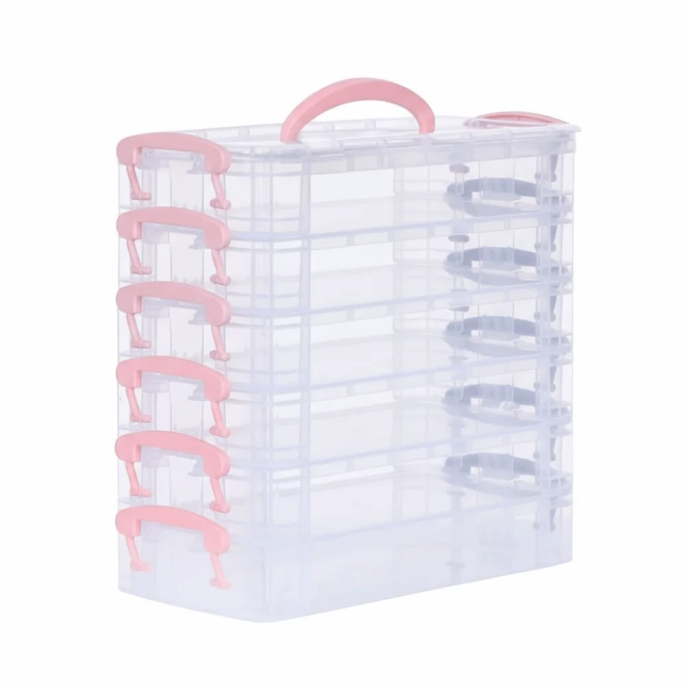 

Органайзер для канцелярских принадлежностей из пластика, прозрачный, многослойный, для акварельных принадлежностей, коробка для хранения цветных ручек, 3/6-слойный, штабелируемый