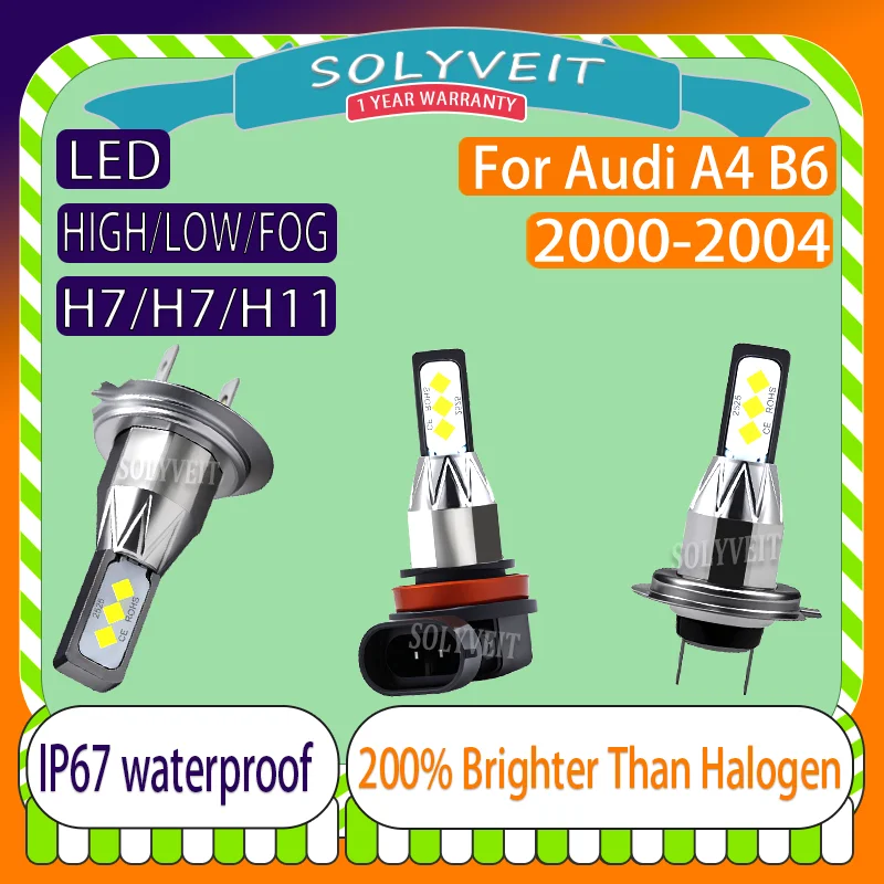 

Energy Efficient Dustproof Quick Plug Long Lifespan H7 H7 H11 LED Headlight foglight For Audi A4 B6 2000 2001 2002 2003 2004