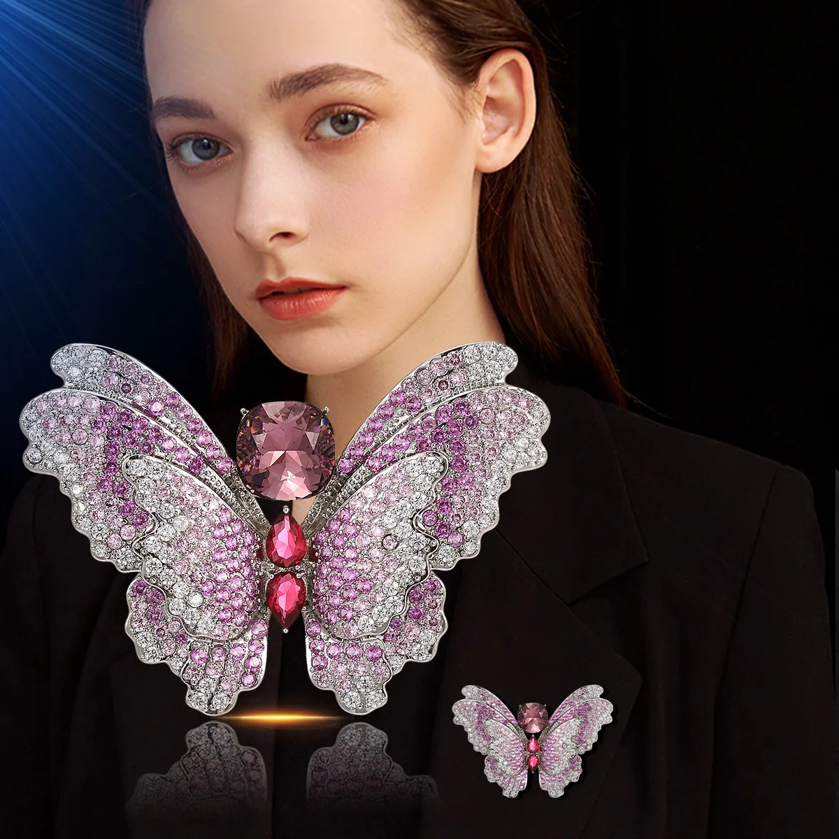 New Fashion Light Luxury Butterfly Bright Brooch Accessory Suit Jacket Pin Women's Jewelry