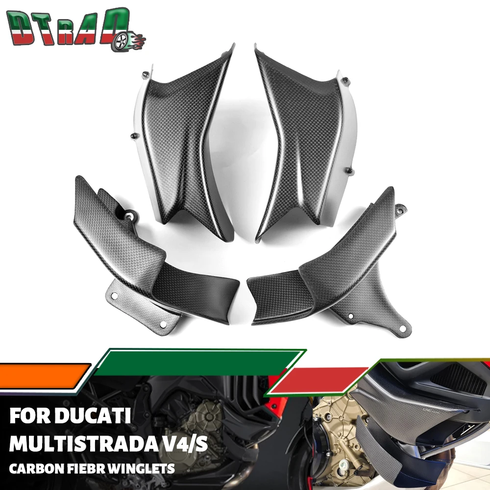 For DUCATI Multistrada V4 V4S Pikes Peak / Rally / RS 2021-2025 Motorcycle  Carbon Fiber Upper Lower Winglets Fixed Side Wings
