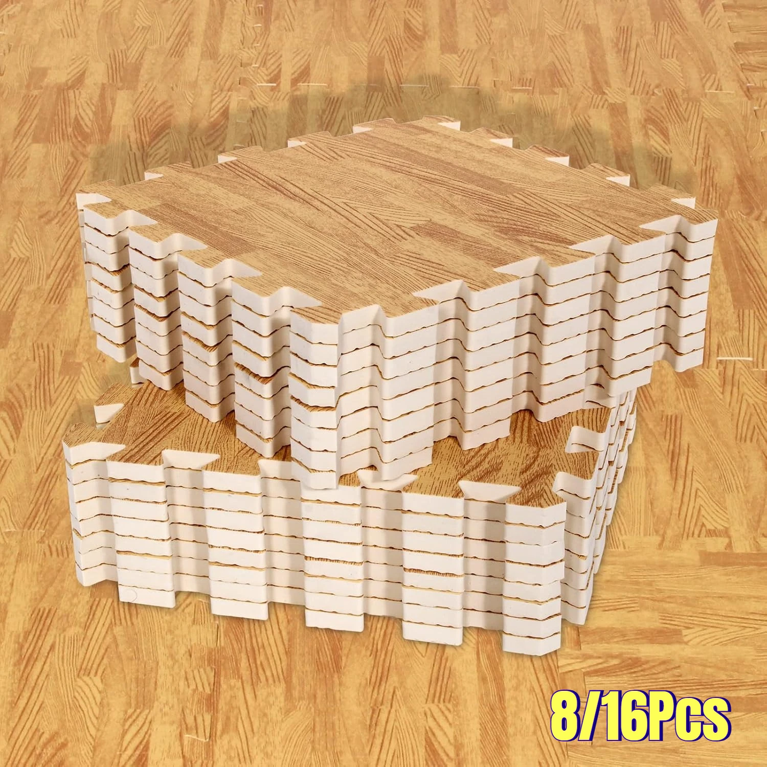 Wood Grain Foam Interlocking Floor Mat Thickened Anti-Fall EVA Material Waterproof and Anti-slip Mat Baby Play Carpet