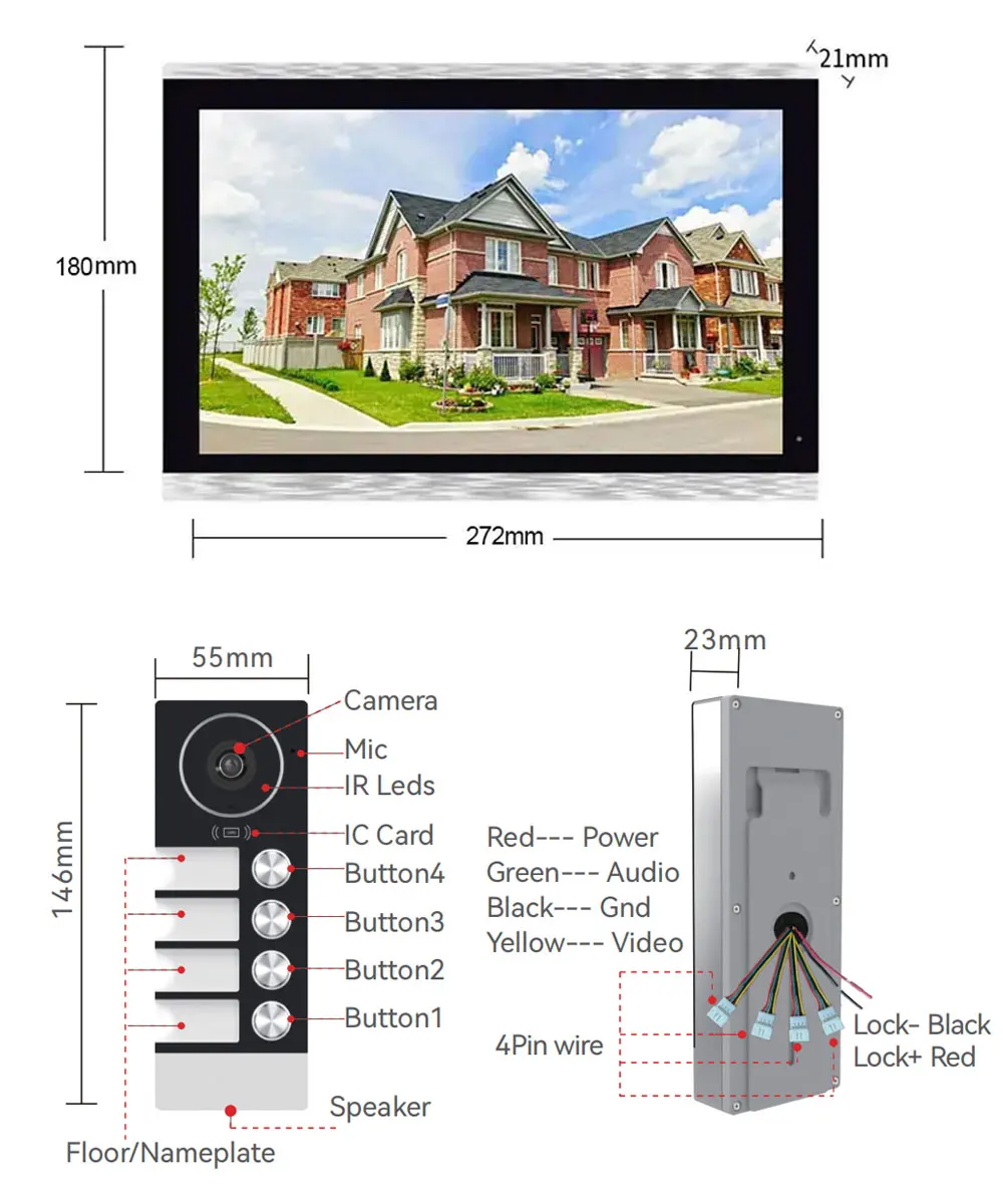 Imagem -04 - Tuya wi fi Vídeo Porteiro Campainha Intercom 10 Polegada 1080p Touchscreen Monitor App Cartão de Agitação Desbloqueio para Apartamento da Família