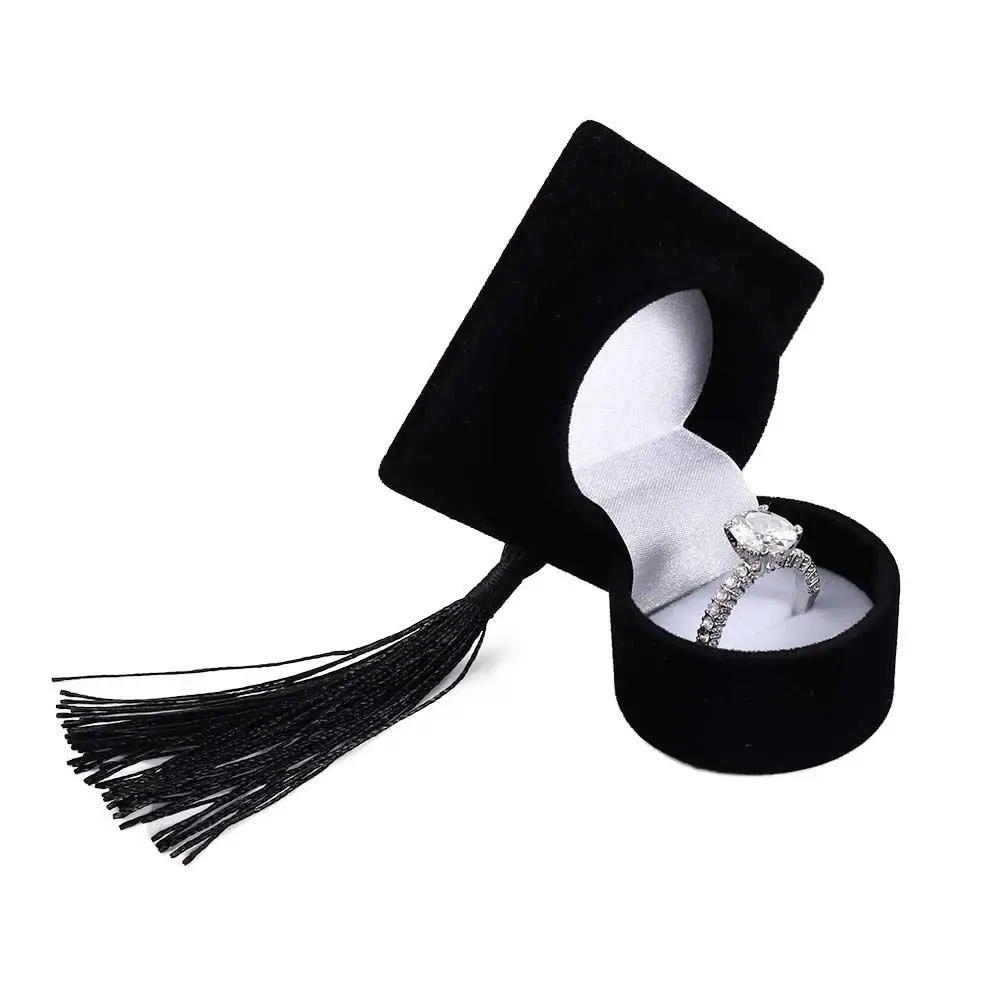 

Jewelry Packaging Travel Velvet Solid Color Mini Ring Box Bachelor Cap Ring Box Earrings Jewelry Storage Jewelry Display Case