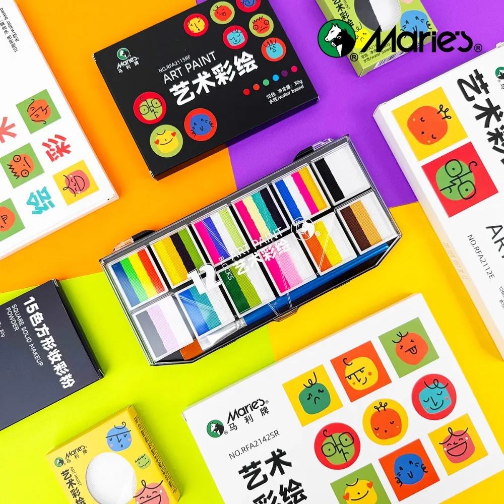 

Marie's Face Painting Paint Safe Non-Toxic Tool Set Body Water Soluble Paint Stall Makeup Stage Makeup Cream Christmas Painting