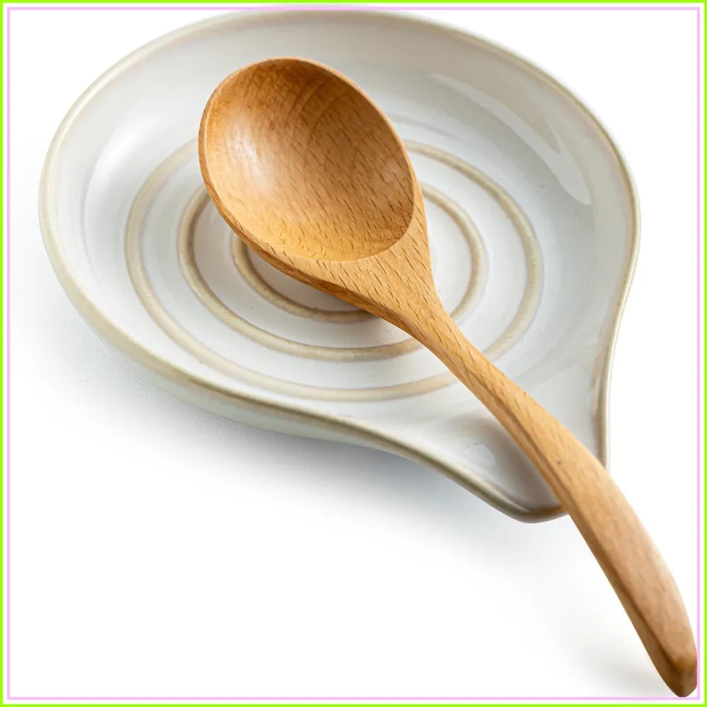 Large Ceramic Spoon Rest for Kitchen Counter, Heat-Resistant Cooking Utensil Holder, Farmhouse Kitchen Décor, 5 Inch