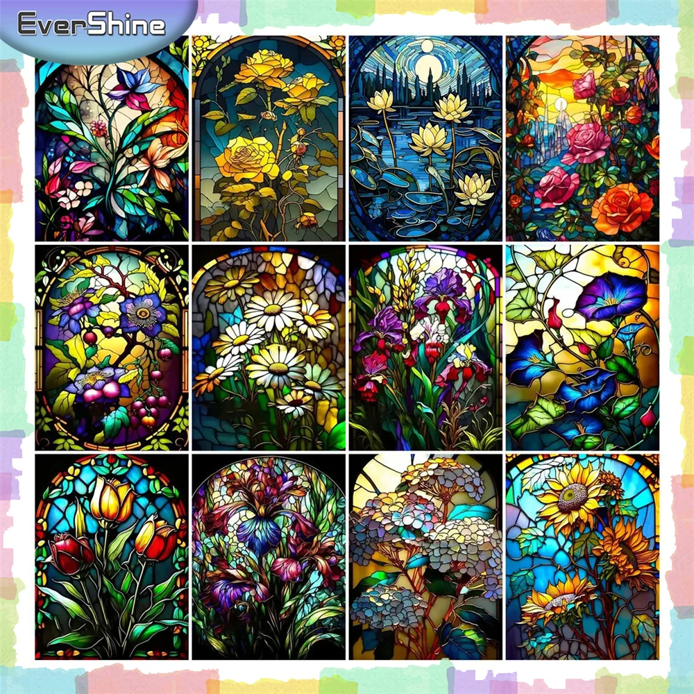 Evershine Pfingstrose Diamant Malerei Tulpe Handarbeiten Stickerei Blume volle Anzeige Glasmalerei Mosaik Rose Valentinstag Geschenk