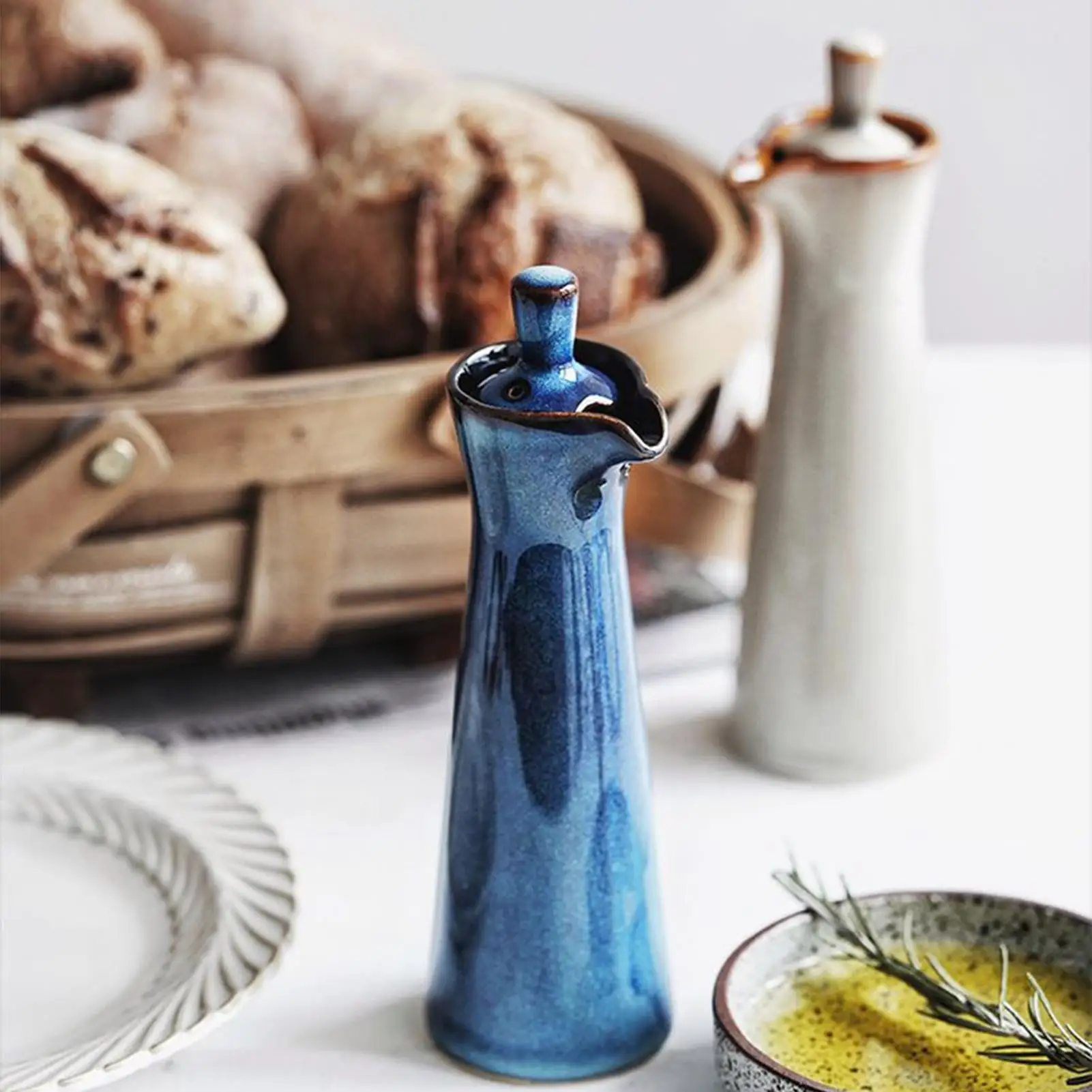 120ml Japanese Ceramic Olive Oil Dispenser Bottle Ceramic Vinegar Storage Soy Sauce Dispenser Vinegar Jar Seasoning Bottle view 4